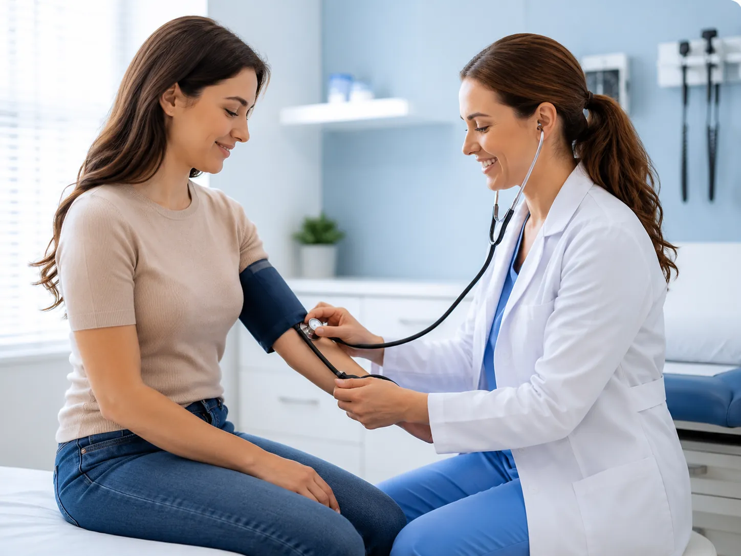 Profesional de la salud realizando un examen médico de detección