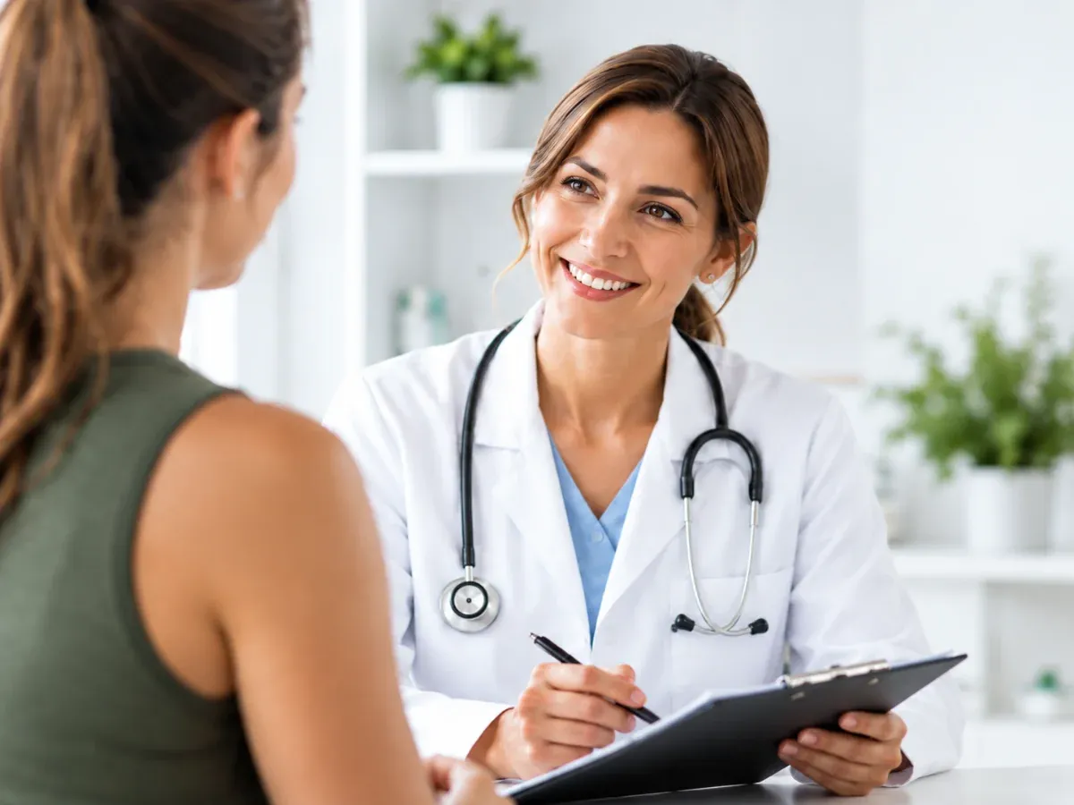 Médico en consulta con un paciente de control de peso
